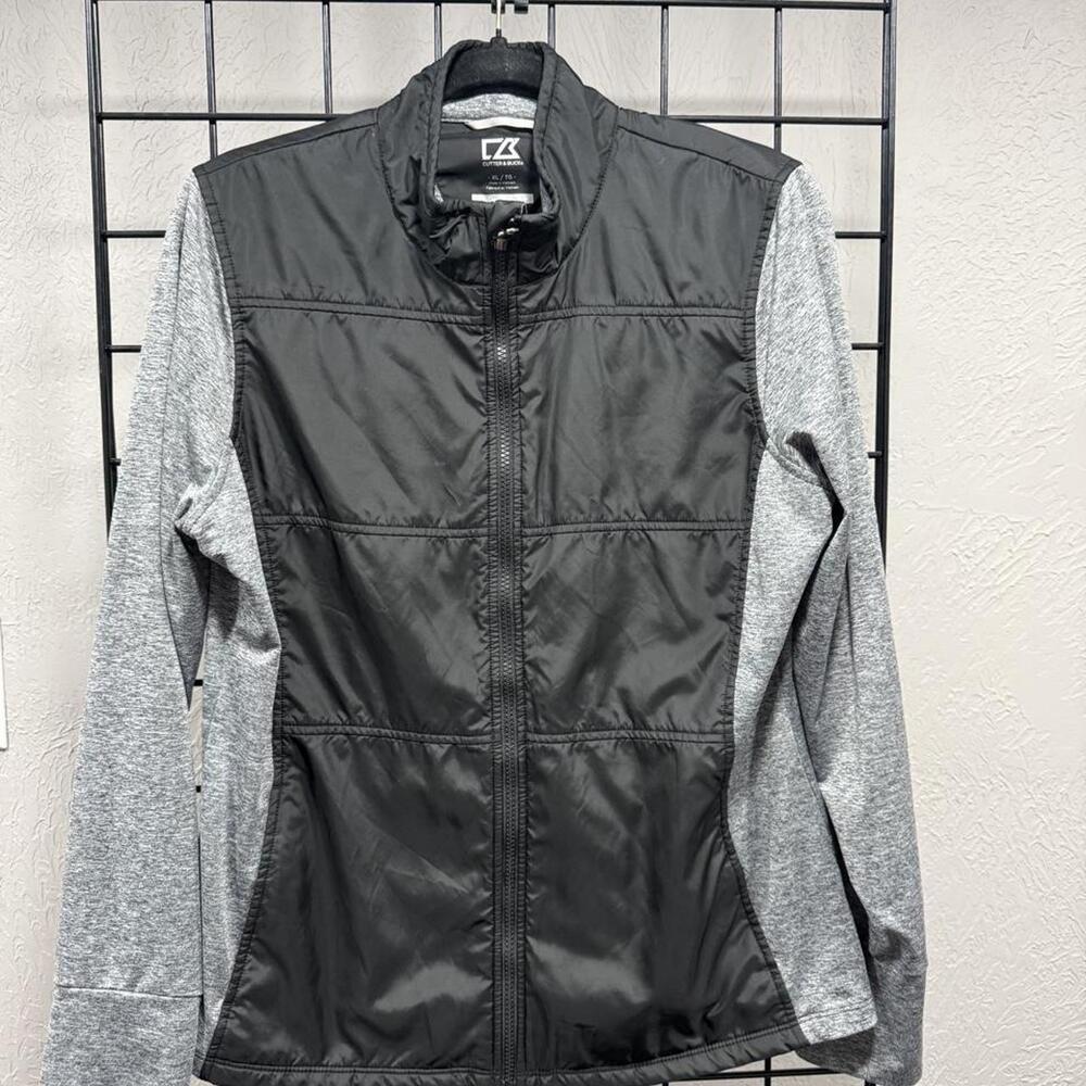 Cutter & Buck XL Black Gray CB DryTec 50+ Full Zip Golf Performance Jacket #Cutt